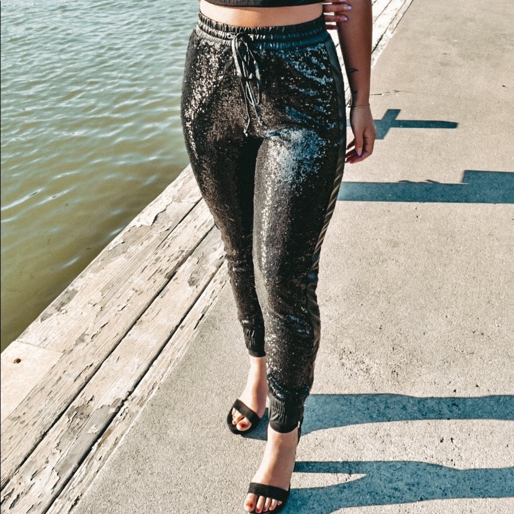 Black Sequin Joggers